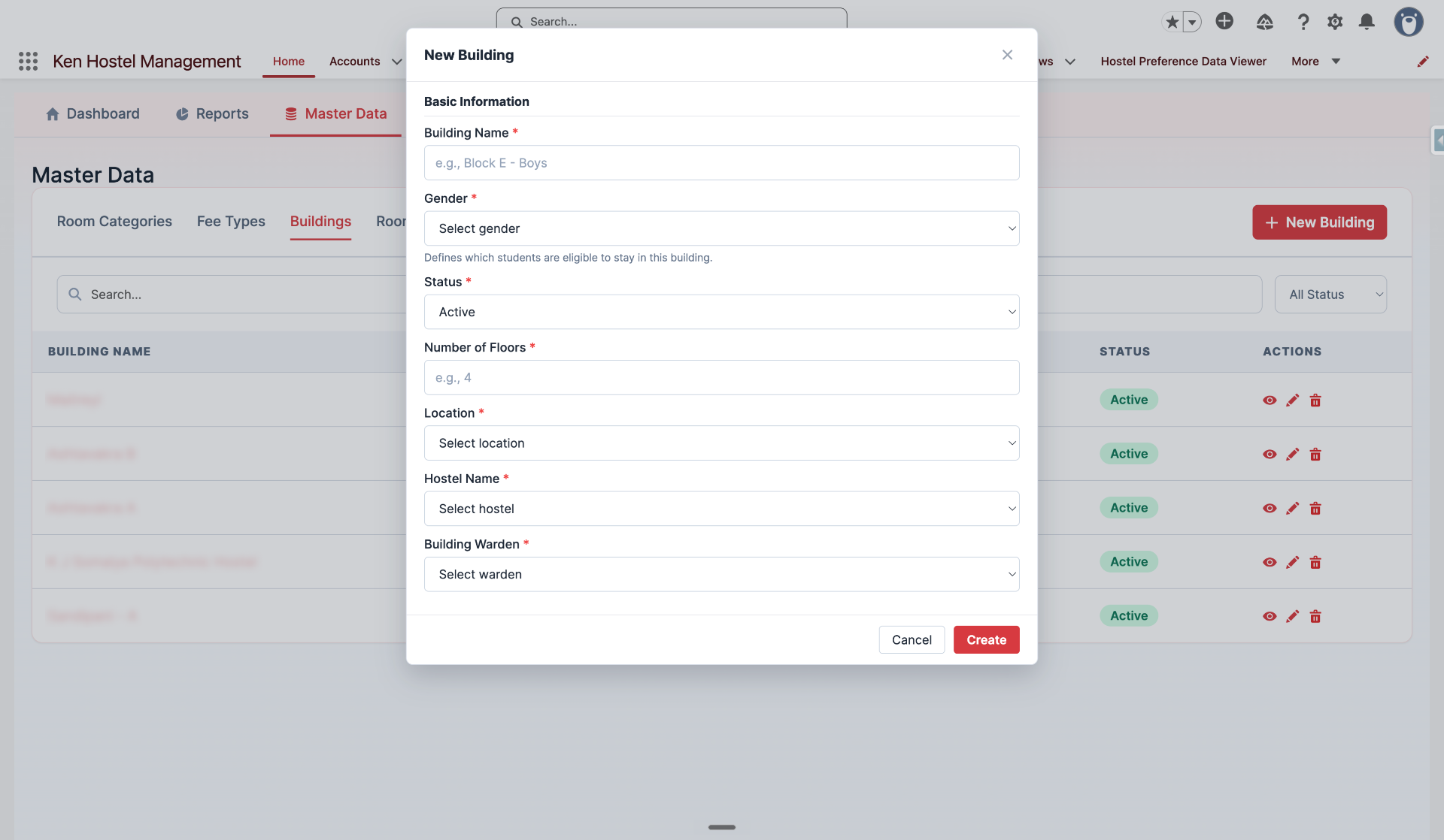 Building & Room Management — screen 2