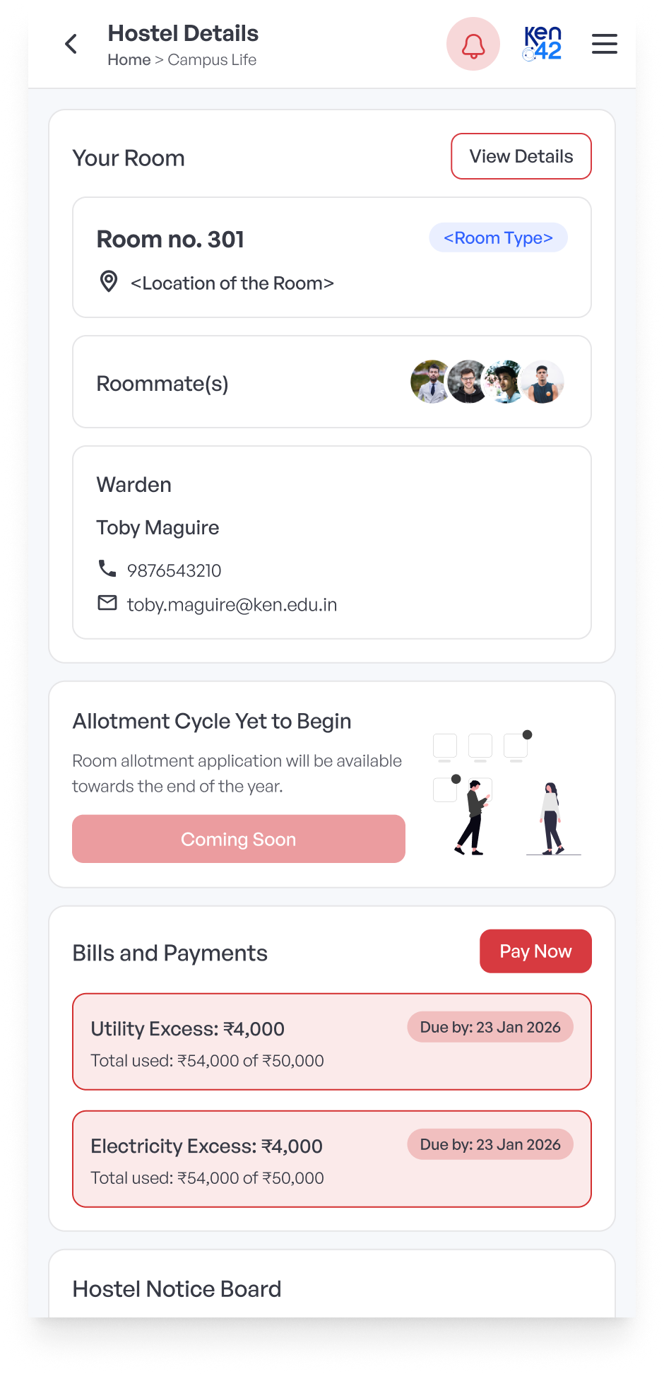Allocation Details — Hostel Details