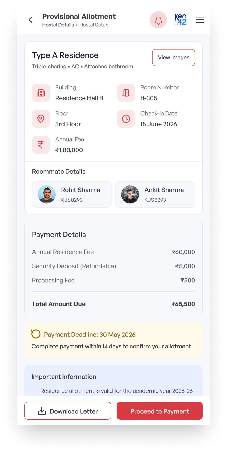 Allotment Summary & Payment — Provisional Allotment